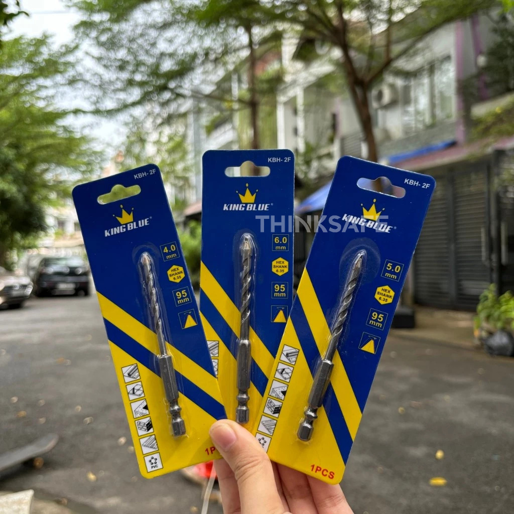 Combo 10 mũi khoan đa năng lục giác KingBlue KBH2F kích thước 4 - 12mm, dài 95mm khoan đá, kính, bê tông, gạch men, sắt