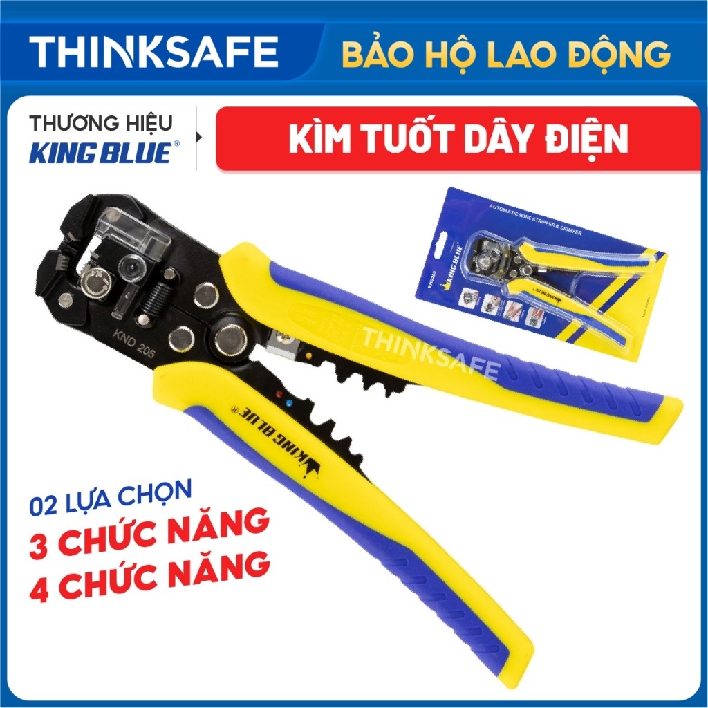 Kìm tuốt dây điện KingBlue KND180/KND205 chiều dài 180-205mm, chất liệu thép crv Kìm uốn, cắt, tuốt dây điện đa năng