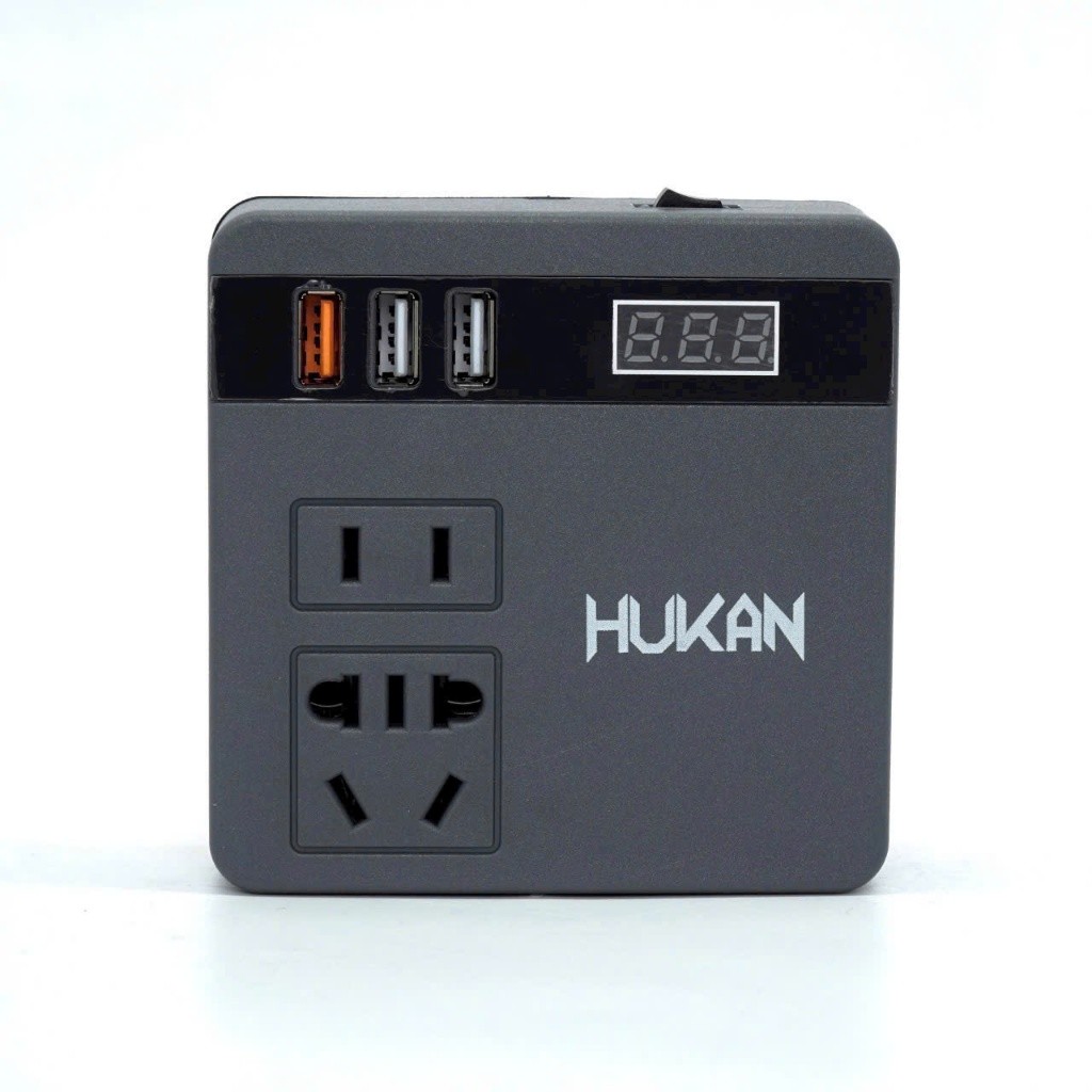 Đế chuyển nguồn điện pin 18-28V sang điện 220V HUKAN HM21-G1-SI0200, Chân pin phổ thông 4cm
