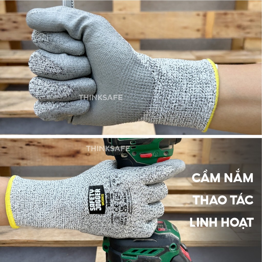 Combo 12 đôi găng tay chống cắt Jogger Shield cấp độ 5, bảo vệ tay, chống cắt tôn kính Găng tay lao động chính hãng