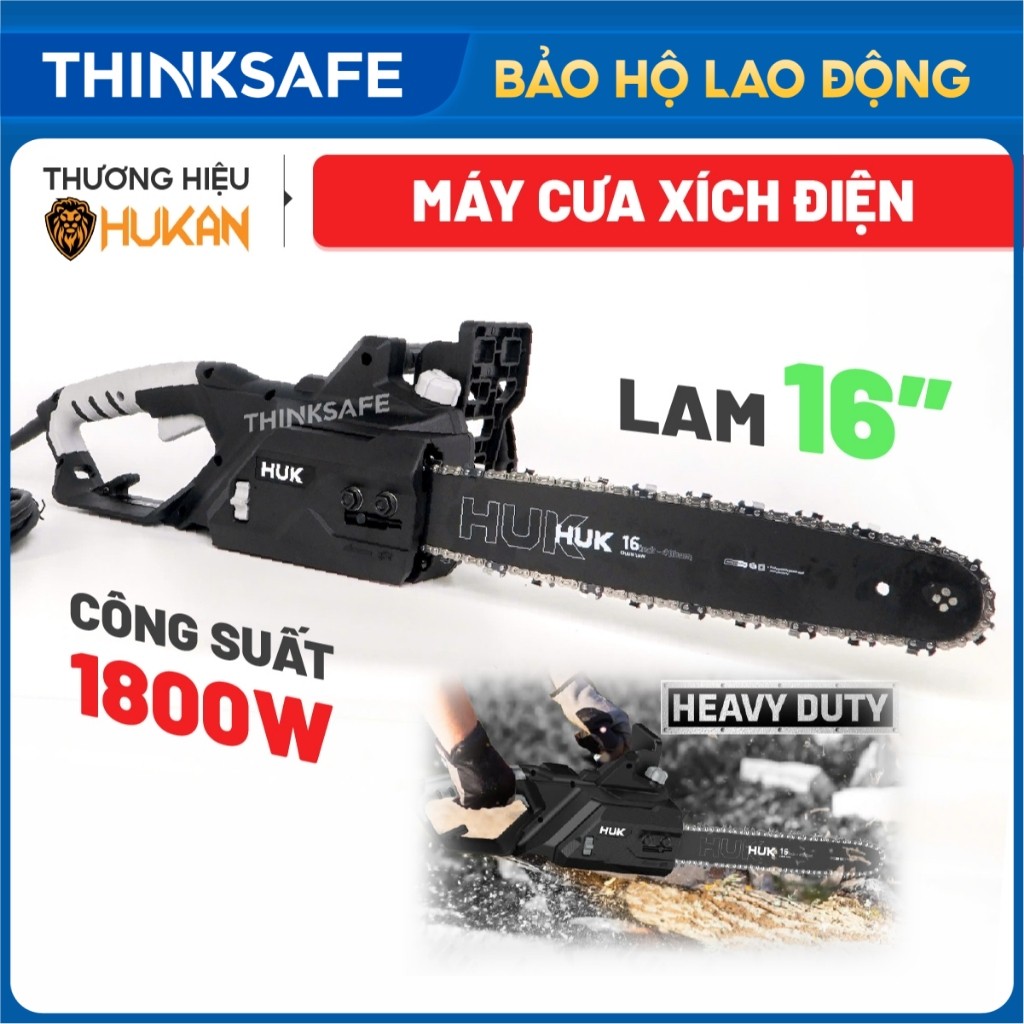 Máy cưa xích điện HUKAN G3-CS1800, Công suất 1800W, Gen 3, Lam xích dài 16 inch, Tốc độ xích 600m/min Máy cưa gỗ