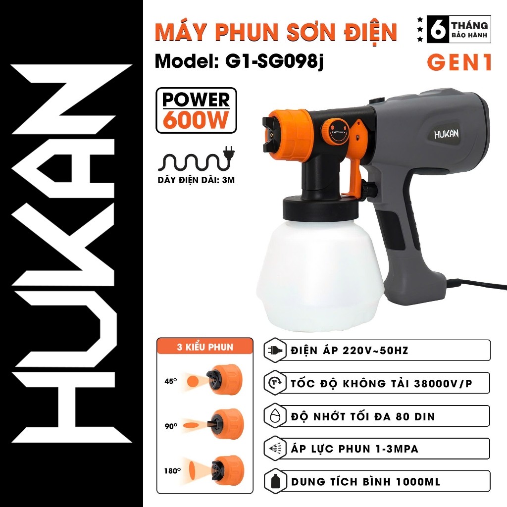 Máy phun sơn điện HUKAN G1-SG098I, Công suất 600W