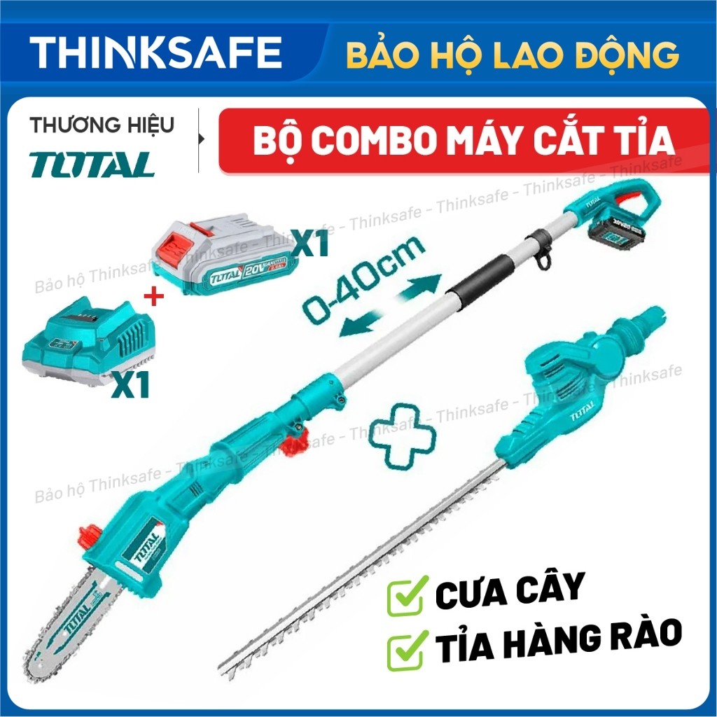 [Giảm 50%] Bộ combo máy cưa cành và máy cắt hàng rào dùng pin P20S 20V TOTAL TPTS201681 đã kèm pin sạc