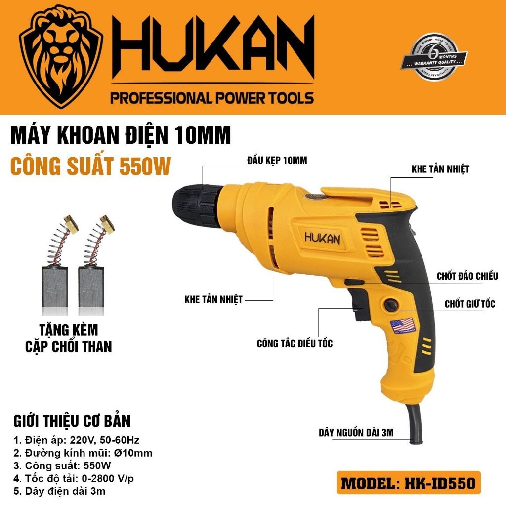 Máy Khoan Điện Hukan HK-ID550 và HK-ID750W, Công suất 550W-750W, Lõi Đồng, Máy khoan tường, sắt, gỗ - Thinksafe