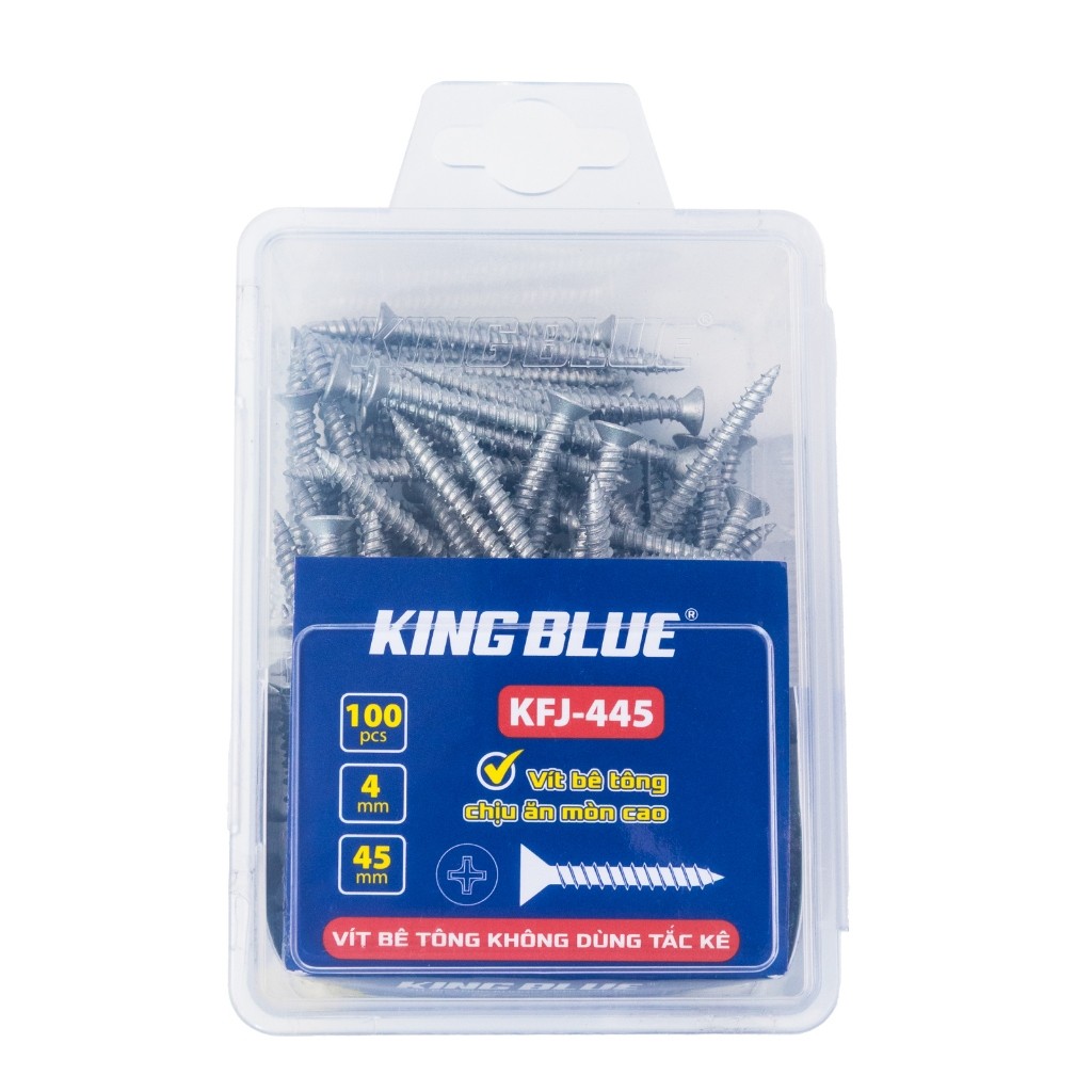 Vít bê tông không dùng tắc kê KingBlue KFJ kích thước 4mm dài 32-45mm chuyên dùng cho mũi khoan không tắc kê