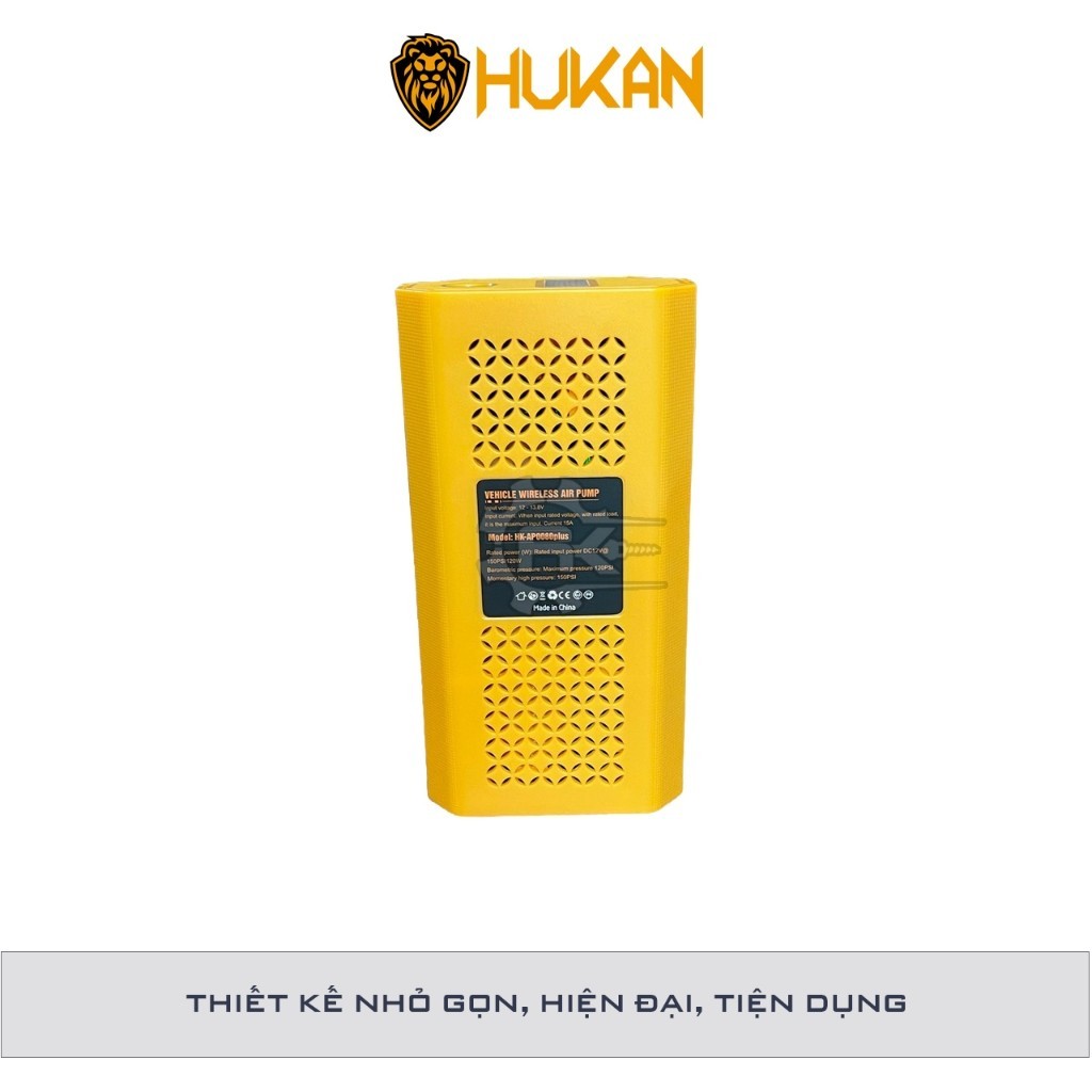 Máy bơm hơi pin mini Hukan HK-AP0080PLUS áp suất 120psi, bơm lốp xe đạp, xe máy, ô tô, bóng đá - Thinksafe