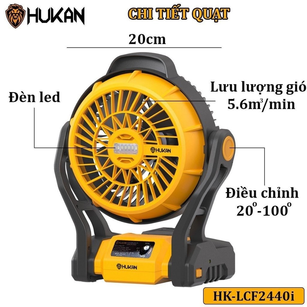 Thân quạt chạy pin Hukan HK LCF2440i siêu mạnh - 21V, Dùng được cả pin & điện, Chưa kèm pin & sạc