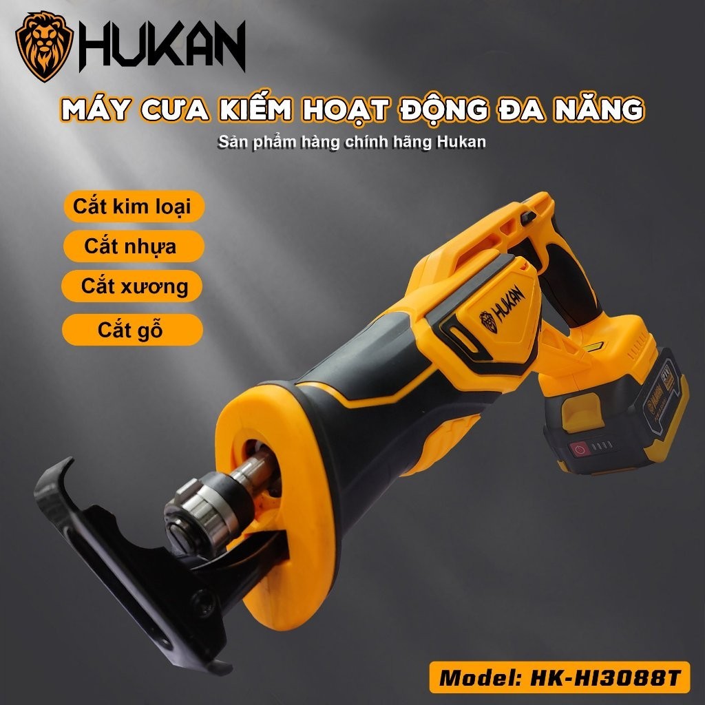 Máy cưa kiếm HUKAN HK-HI3088T đường kính lưỡi cắt 20mm, Động cơ không thổi than nguyên khối, Tặng 4 Lưỡi Cưa - Thinksafe