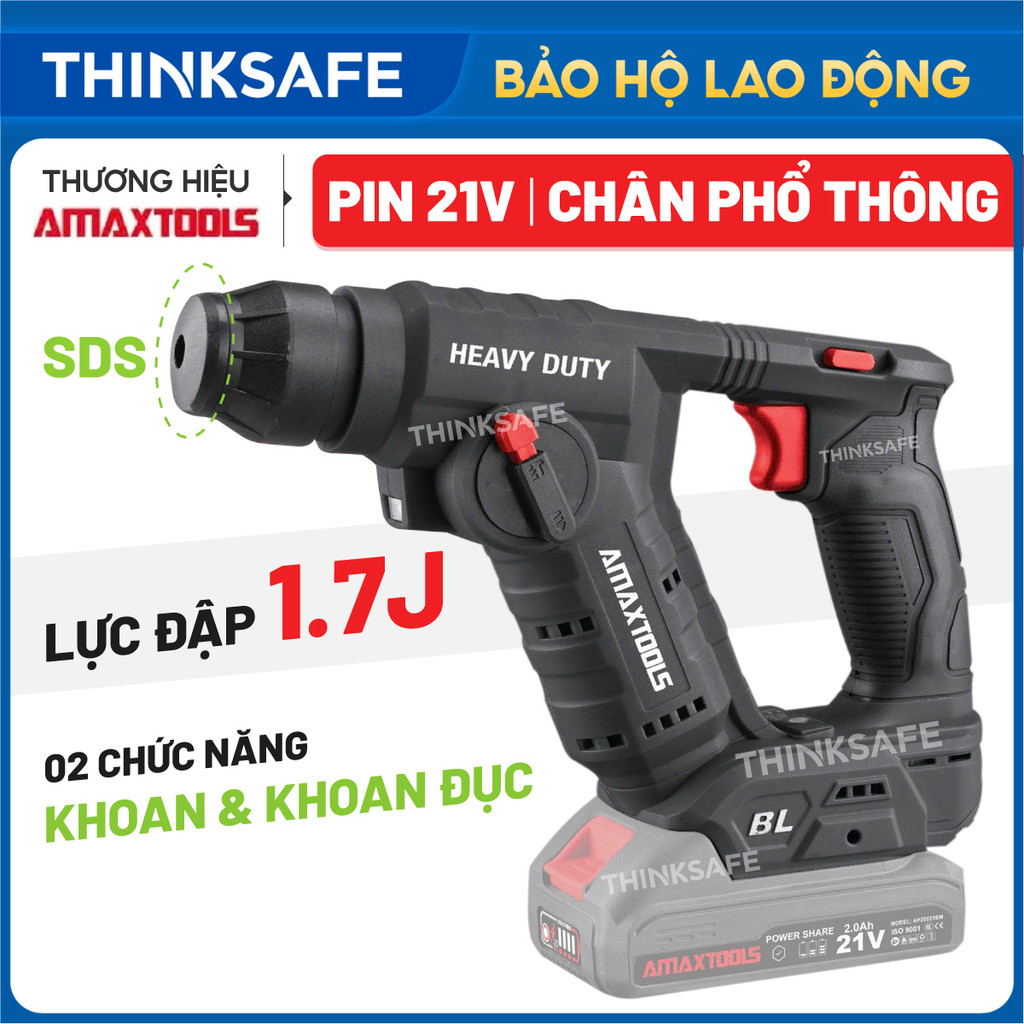 Khoan bê tông 2 chức năng pin 21V Amaxtools A3CN12SM