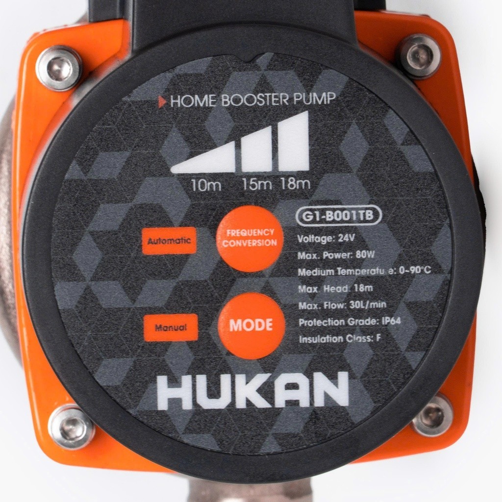 Máy bơm tăng áp mini HUKAN G1-B001TB, Công suất 80W đầu ra 21mm nhiều phụ kiện dùng cho 1 thiết bị máy giặt, vòi sen