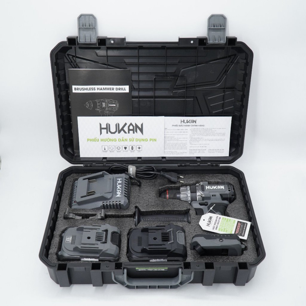 Máy khoan pin 3 chức năng HUKAN HM21-G2-Z1700, Lực siết 100Nm, Rút lõi, Có ANTI-KICKBACK, Tạo Xung, Đầu kẹp 13mm