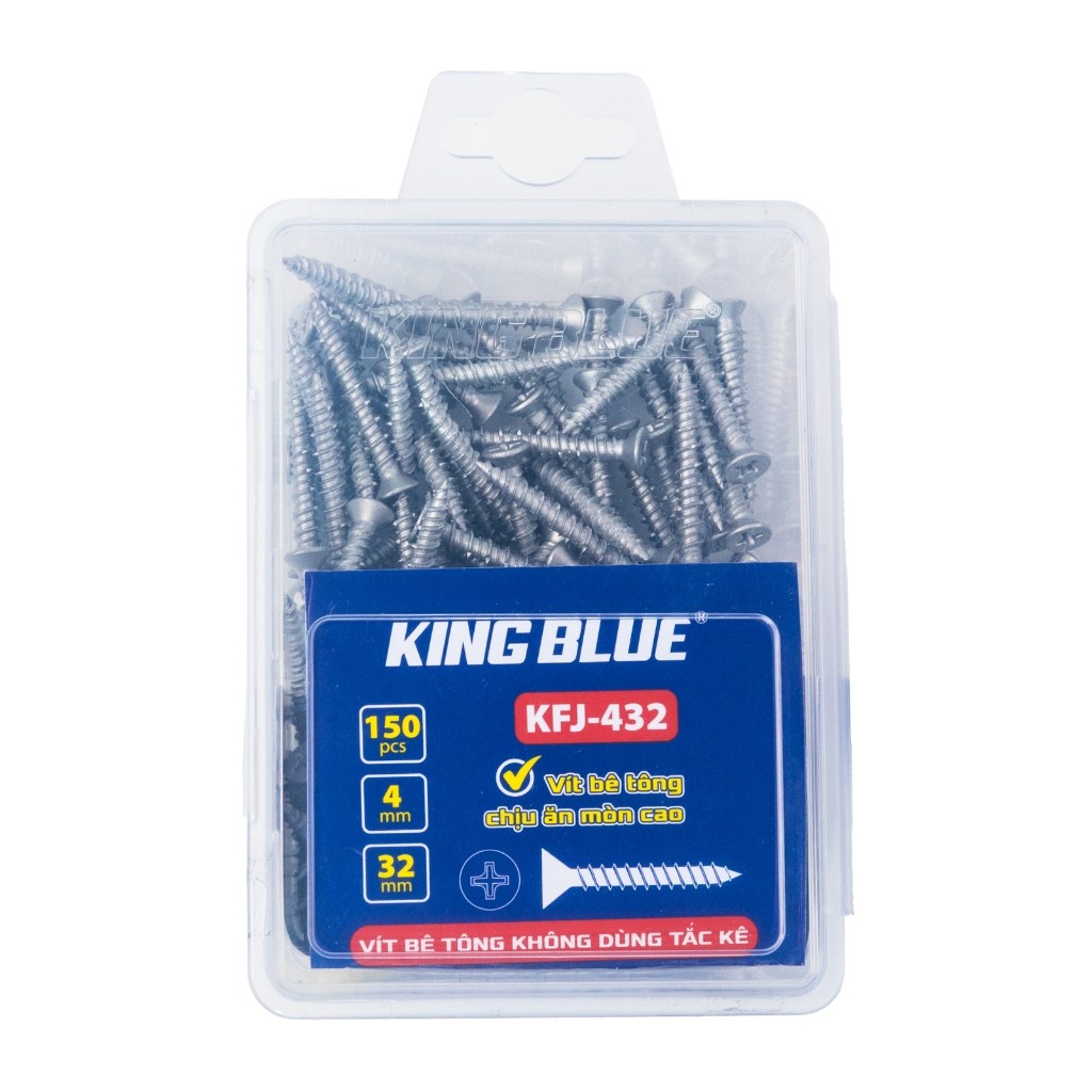 Vít bê tông không dùng tắc kê KingBlue KFJ kích thước 4mm dài 32-45mm chuyên dùng cho mũi khoan không tắc kê