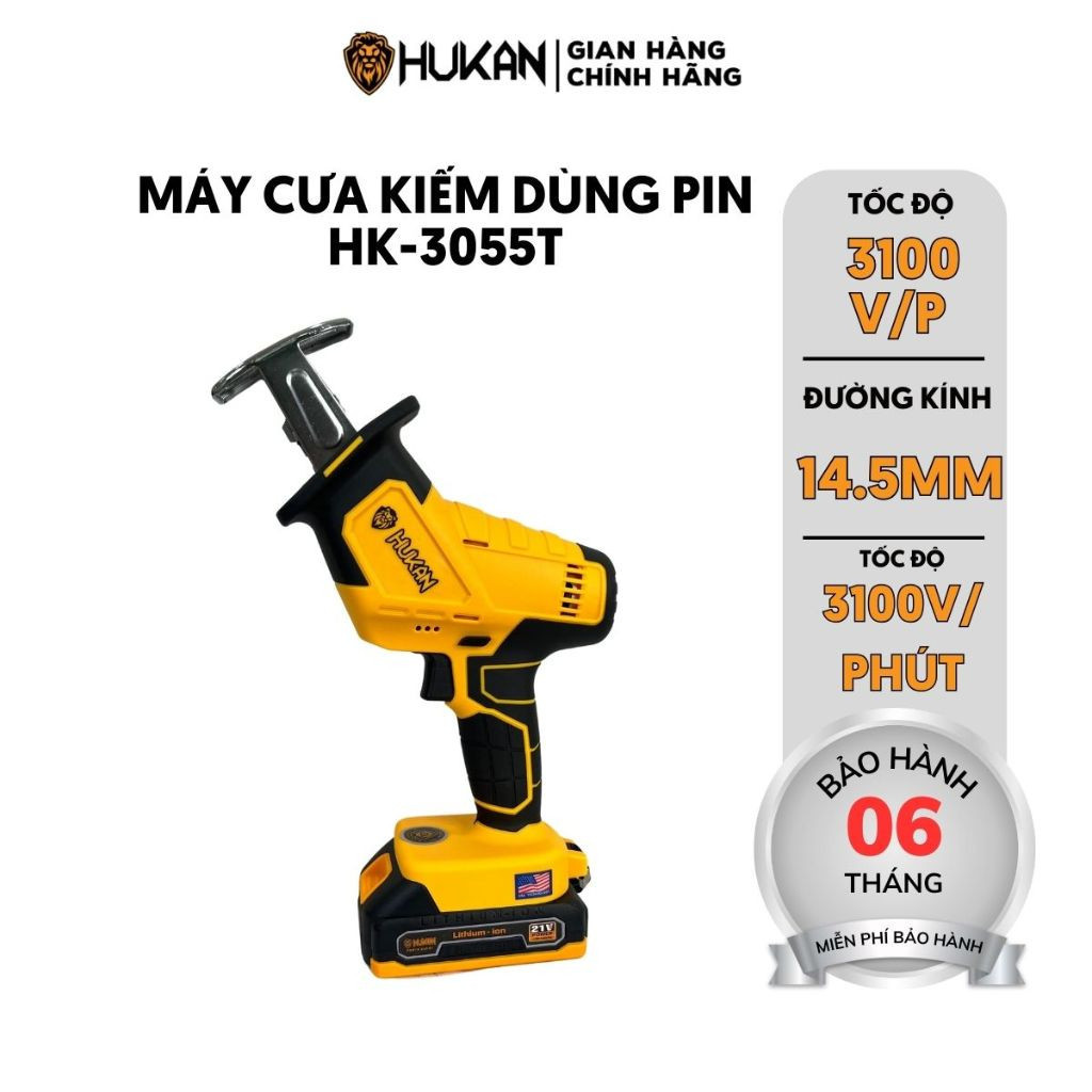Máy cưa kiếm mini HUKAN HK-3055T, Tặng 2 lưỡi cưa, Đường kính lưỡi cắt 14.5mm, Cưa cắt cầm tay - Thinksafe