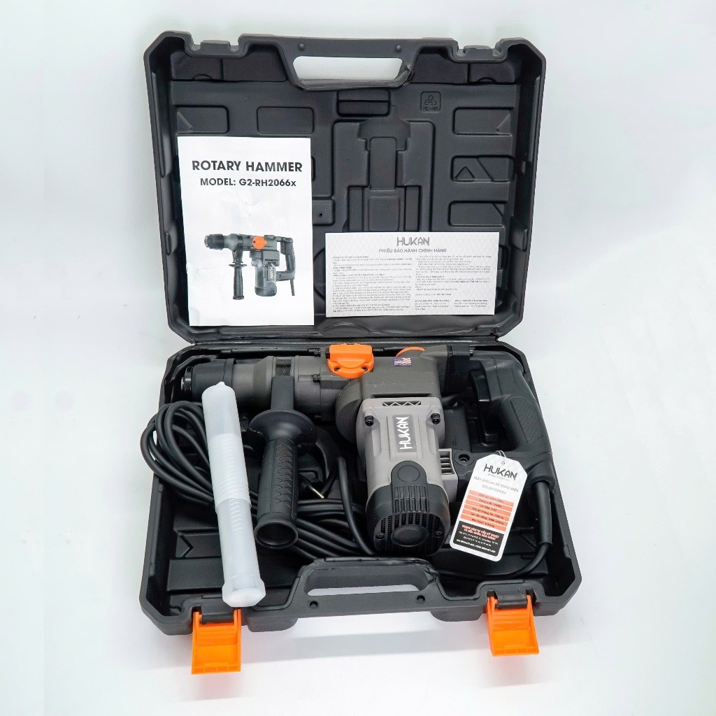 Máy khoan đục bê tông HUKAN G2-RH2066x (Gen 2), Công suất 1020W, Lực đập 3.5J, Tặng 5 Mũi khoan đục - Thinksafe