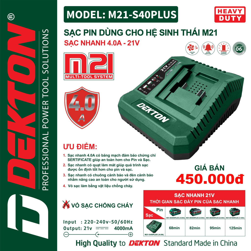 Sạc Dekton cho hệ sinh thái M21 / M21-S40Plus / M21-S40 / M21-S25A / M21-S20 sạc siêu nhanh - Sạc pin dekton M21