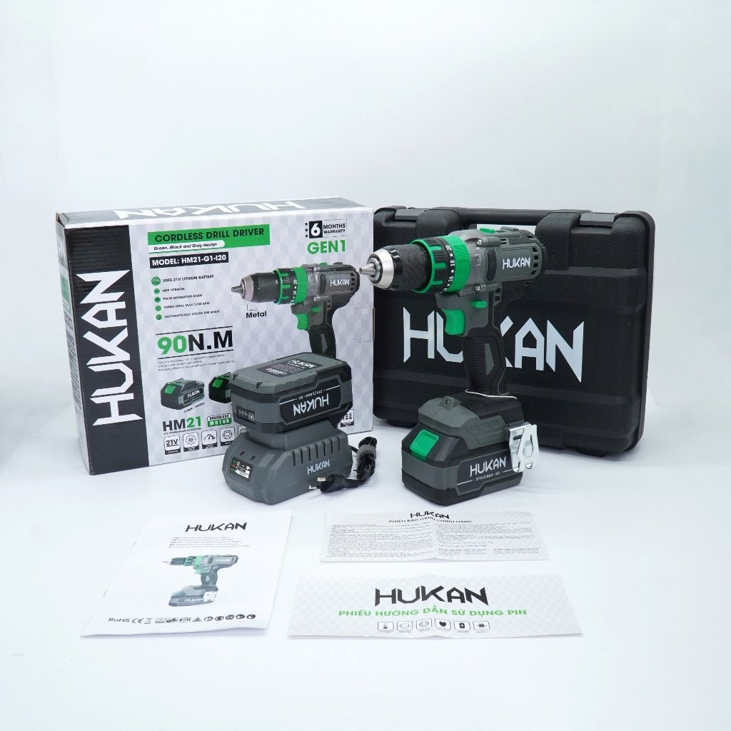 Khoan Pin HUKAN HM21-G1-I20 Lực Siết 90N.m - 3 chức năng có chức năng - Động cơ không chổi than