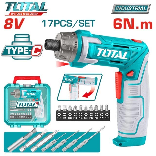 Máy siết vít gập dùng pin 8V TOTAL TSDLI08025 mô-men xoắn cực đại 6Nm