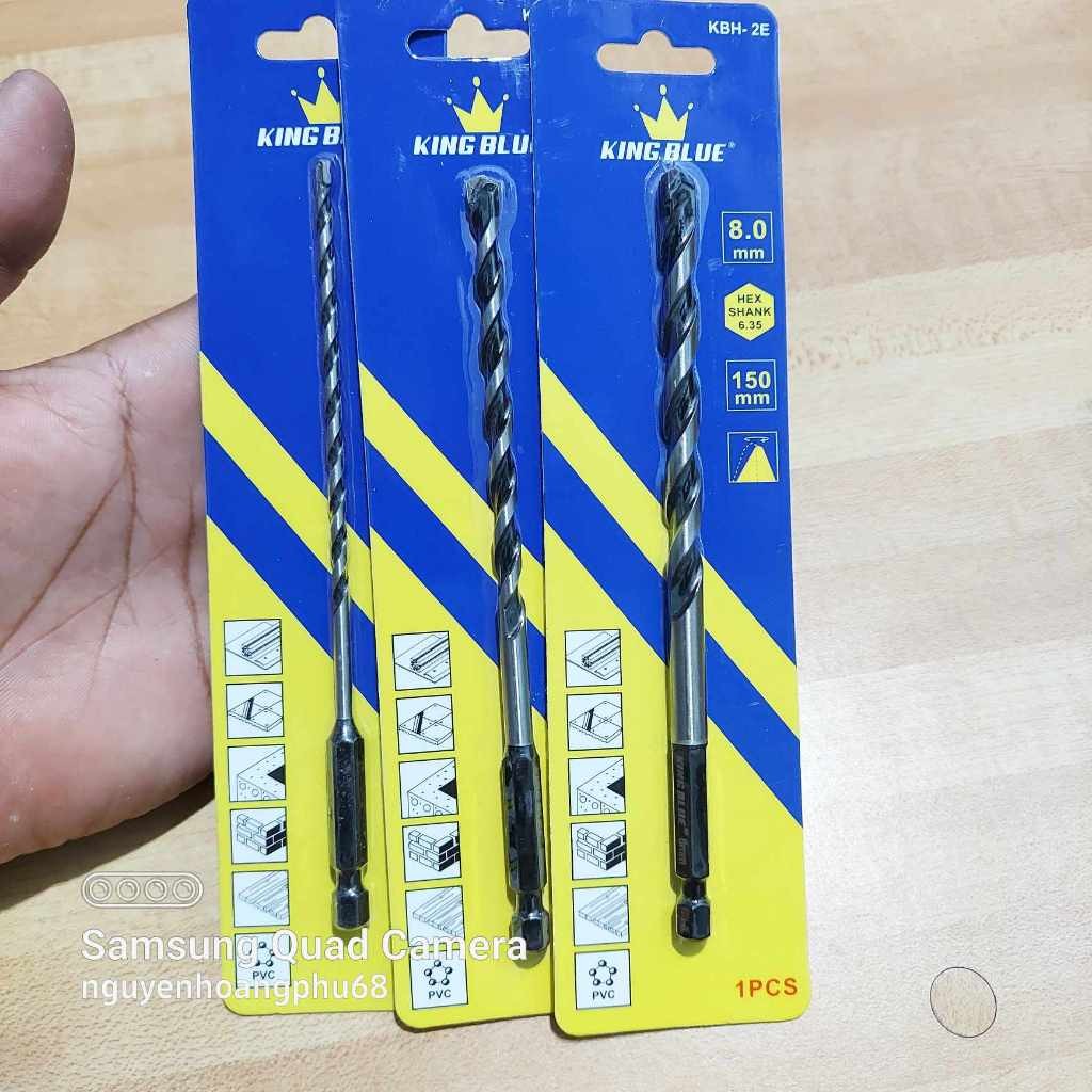 Mũi khoan bê tông không tắc kê mũi đa năng, đầu lục giác King Blue hai cạnh mẫu mới chất lượng, số lượng 1