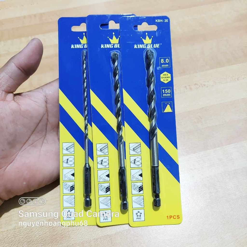 Mũi khoan bê tông không tắc kê mũi đa năng, đầu lục giác King Blue hai cạnh mẫu mới chất lượng, số lượng 1