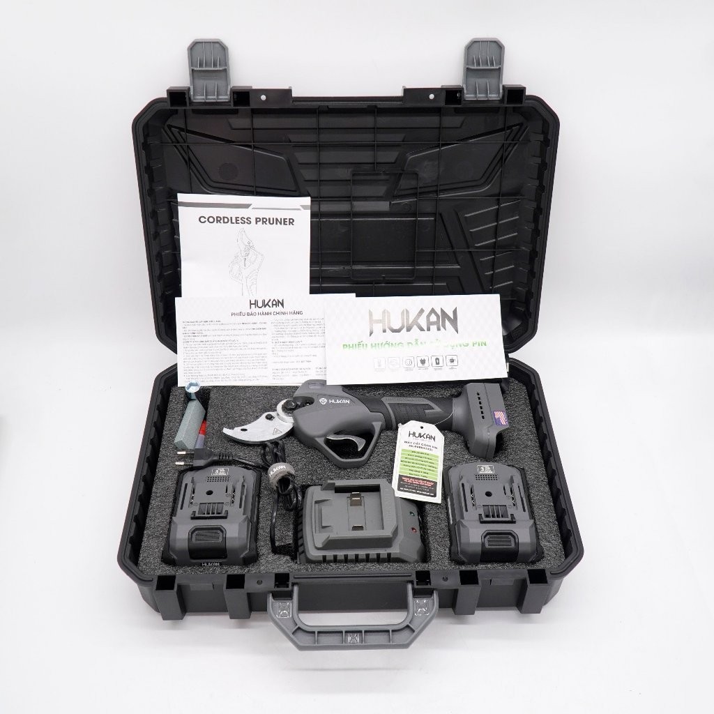 Kéo cắt cành pin HUKAN HK-PRBR4343L, Gen 2, Động cơ Không chổi than, Màn hình LED, Đường kính cắt 43mm - Thinksafe