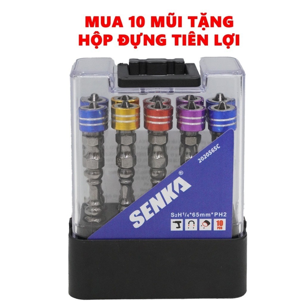 Bộ mũi vít nam châm Senka Mũi vít 2 đầu nối nam châm hút mạnh chất liệu cao cấp, hỗ trợ chống trượt ốc khi khoan bắn vít
