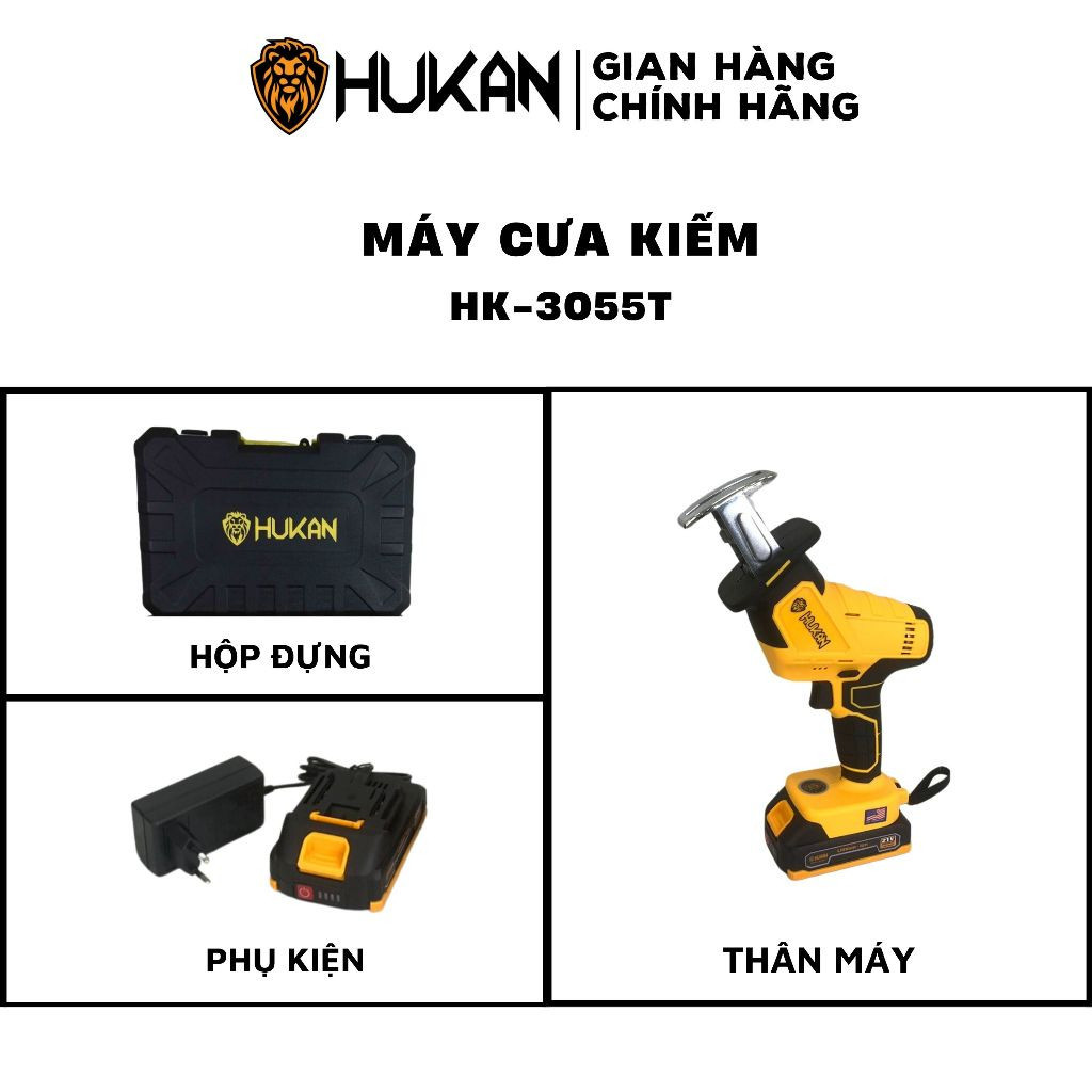Máy cưa kiếm mini HUKAN HK-3055T, Tặng 2 lưỡi cưa, Đường kính lưỡi cắt 14.5mm, Cưa cắt cầm tay - Thinksafe