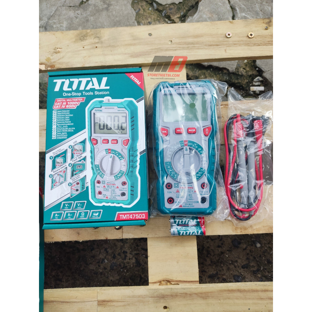 Đồng Hồ Đo Điện Vạn Năng Kỹ Thuật Số TOTAL TMT47503 màn hình LCD 6000 số đếm