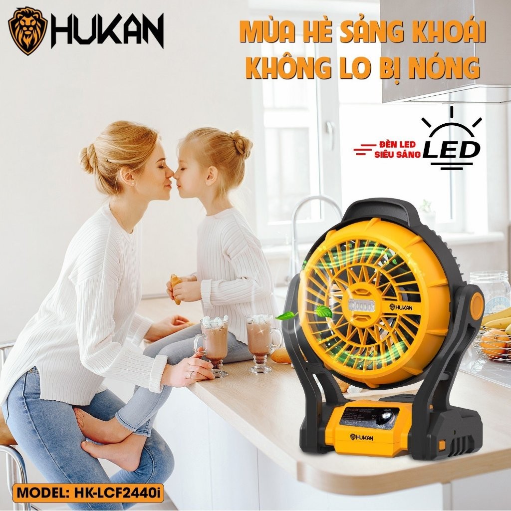 Thân quạt chạy pin Hukan HK LCF2440i siêu mạnh - 21V, Dùng được cả pin & điện, Chưa kèm pin & sạc