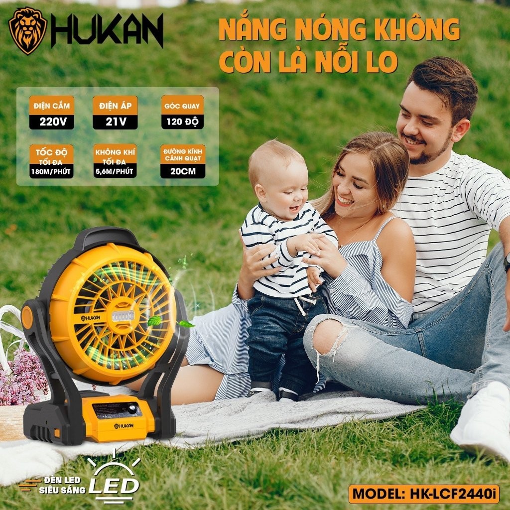 Thân quạt chạy pin Hukan HK LCF2440i siêu mạnh - 21V, Dùng được cả pin & điện, Chưa kèm pin & sạc