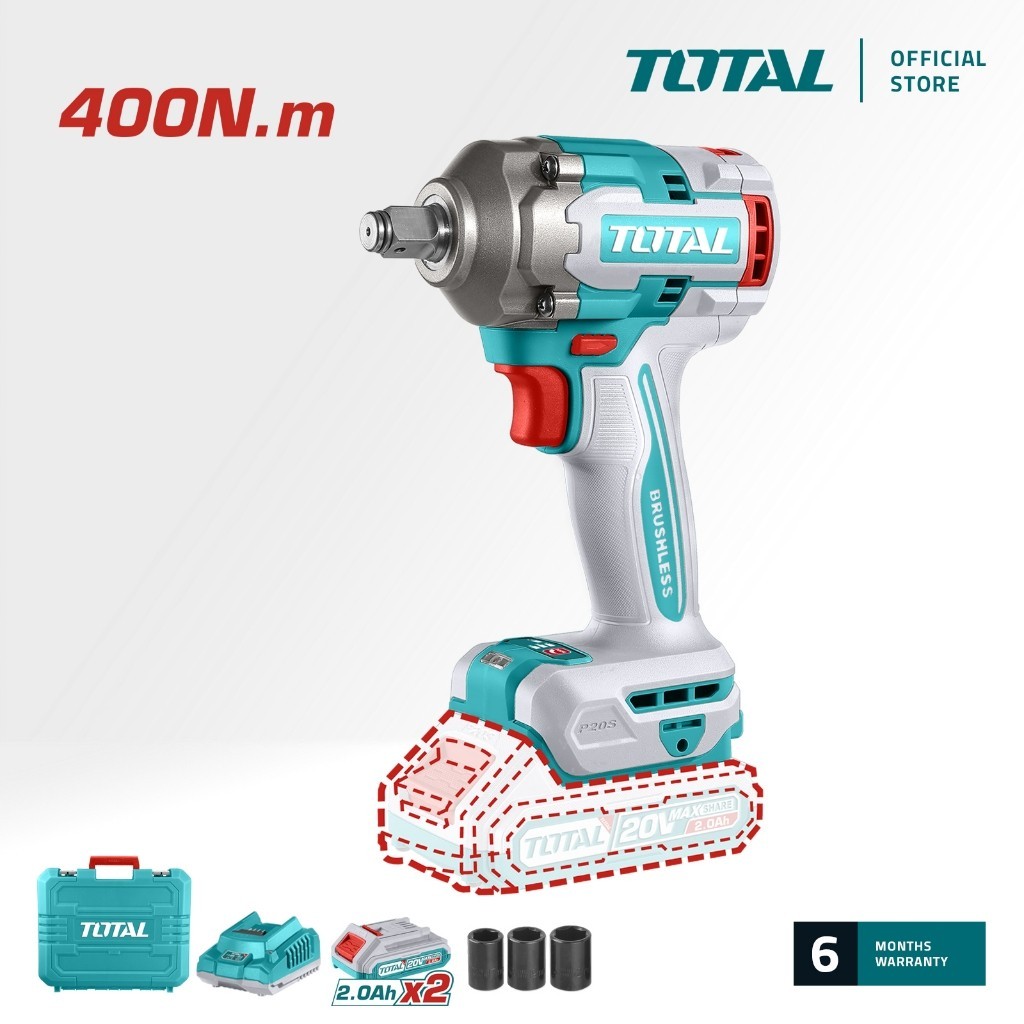 Máy siết bulong dùng pin không chổi than TOTAL TIWLI2040 momen xoắn đai ốc 550Nm, momen buộc chặt 400Nm - Chính hãng