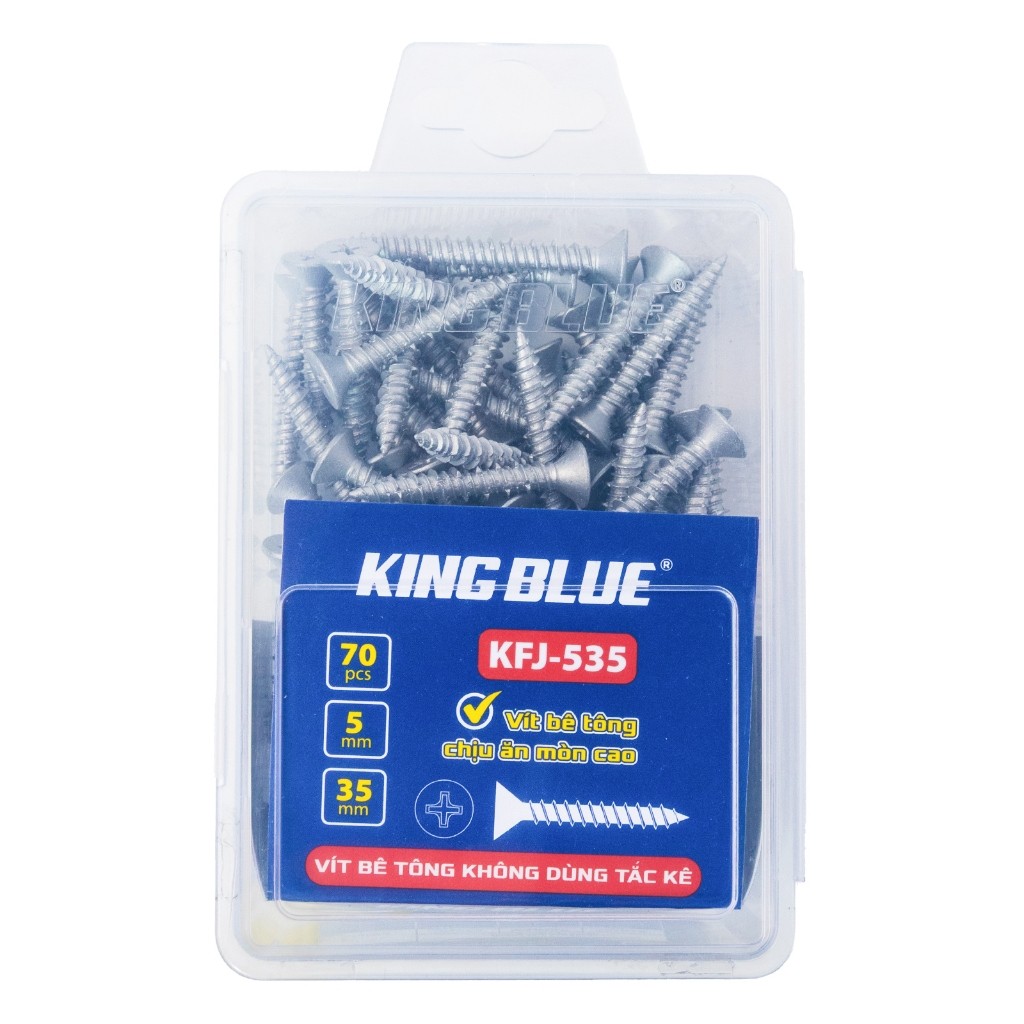Vít bê tông không dùng tắc kê KingBlue KFJ kích thước 4mm dài 32-45mm chuyên dùng cho mũi khoan không tắc kê