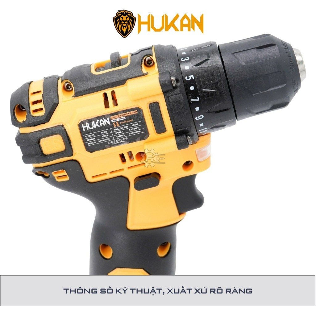 Máy khoan pin HUKAN HK-XC5 NEW 2024, Không Chổi Than, Lực siết 40Nm, Có khóa trục Máy bắn vít 20 cấp trượt - Thinksafe