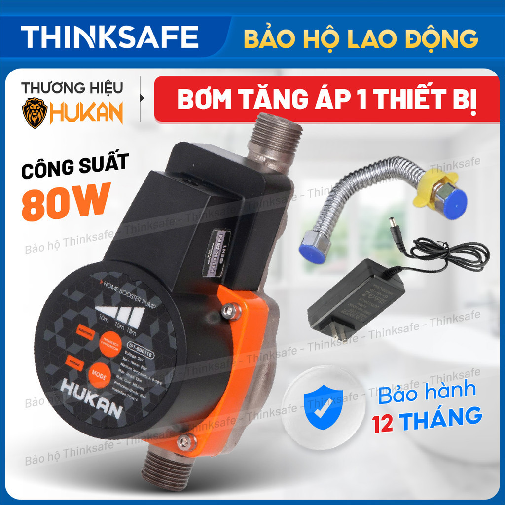 Máy bơm tăng áp mini HUKAN G1-B001TB, Công suất 80W đầu ra 21mm nhiều phụ kiện dùng cho 1 thiết bị máy giặt, vòi sen