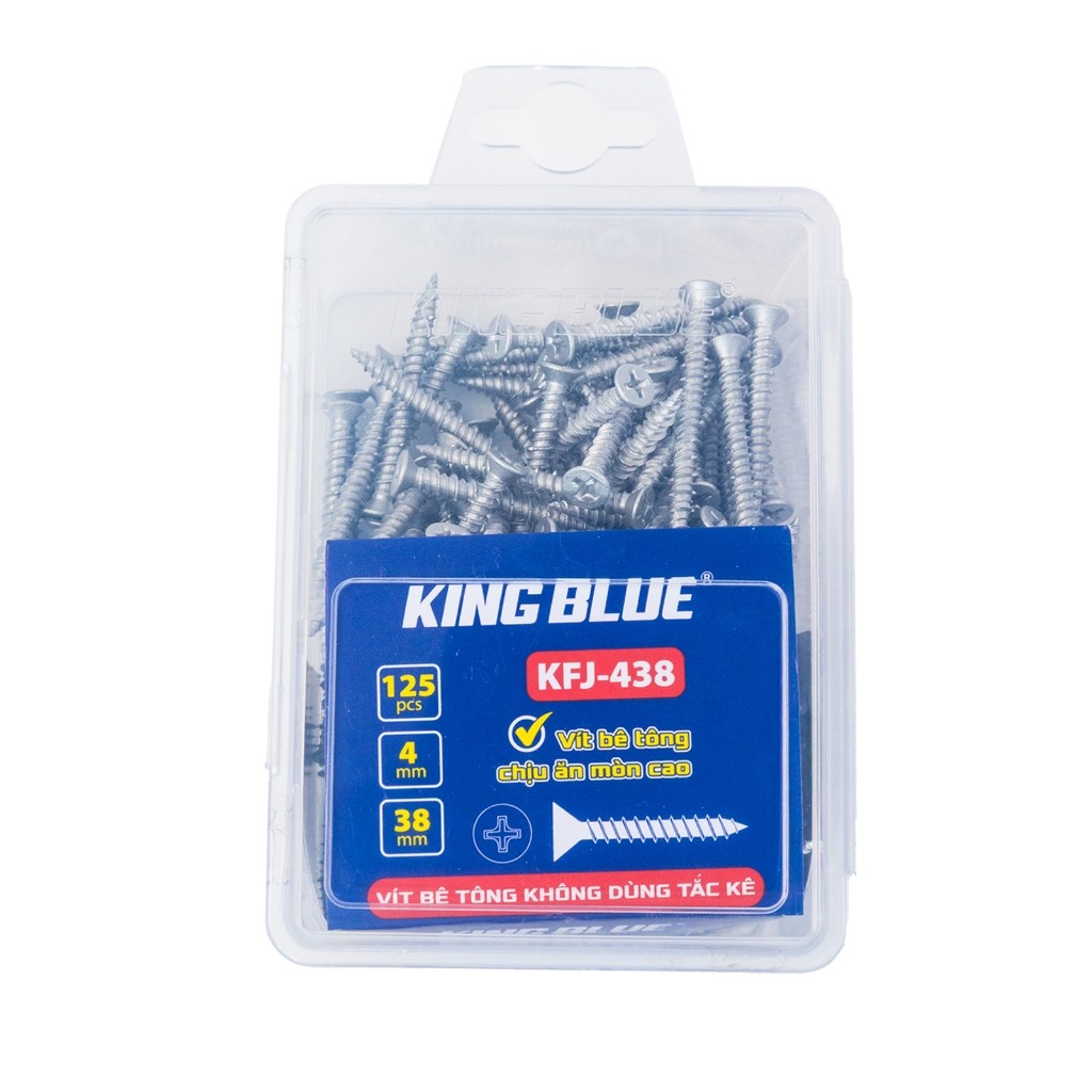 Vít bê tông không dùng tắc kê KingBlue KFJ kích thước 4mm dài 32-45mm chuyên dùng cho mũi khoan không tắc kê