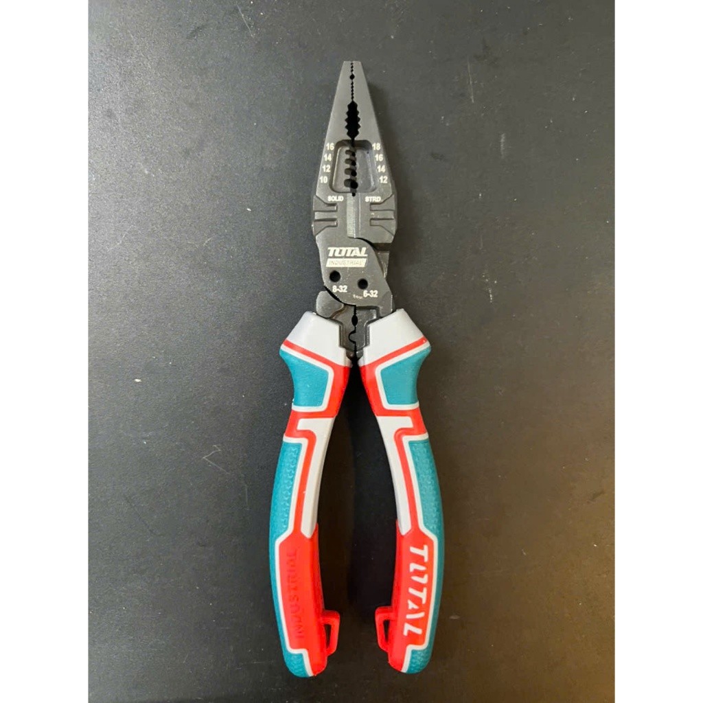 Kìm điện đa chức năng 8 in 1 TOTAL THTMF186 200mm trợ lục 65% giúp uốn, giữ đinh, cờ lê, cắt uốn, tuốt dây điện, tán vít