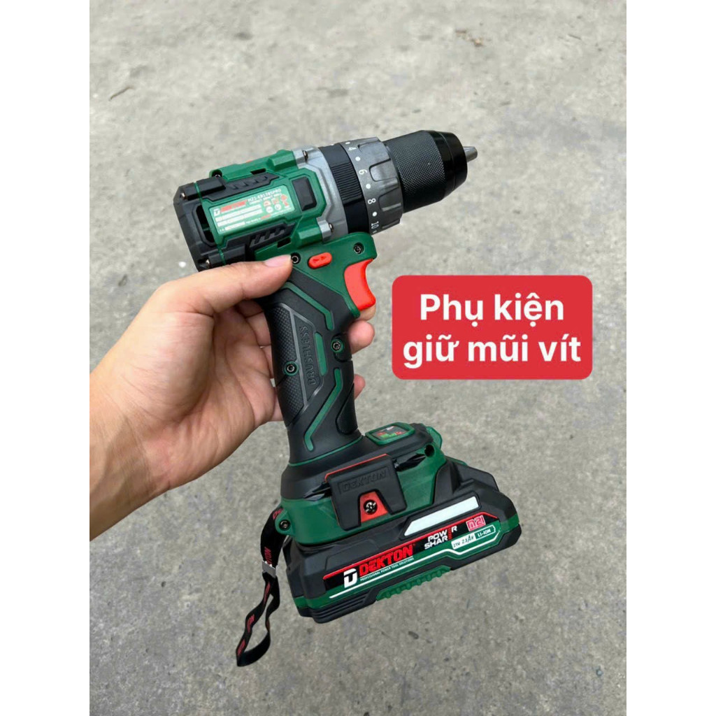 Máy khoan 3 chức năng 85Nm Dekton M21-KB1385PRO tính năng Anti KickBack, ECO TURBO, chân pin phổ thông, nhông 2 tốc độ