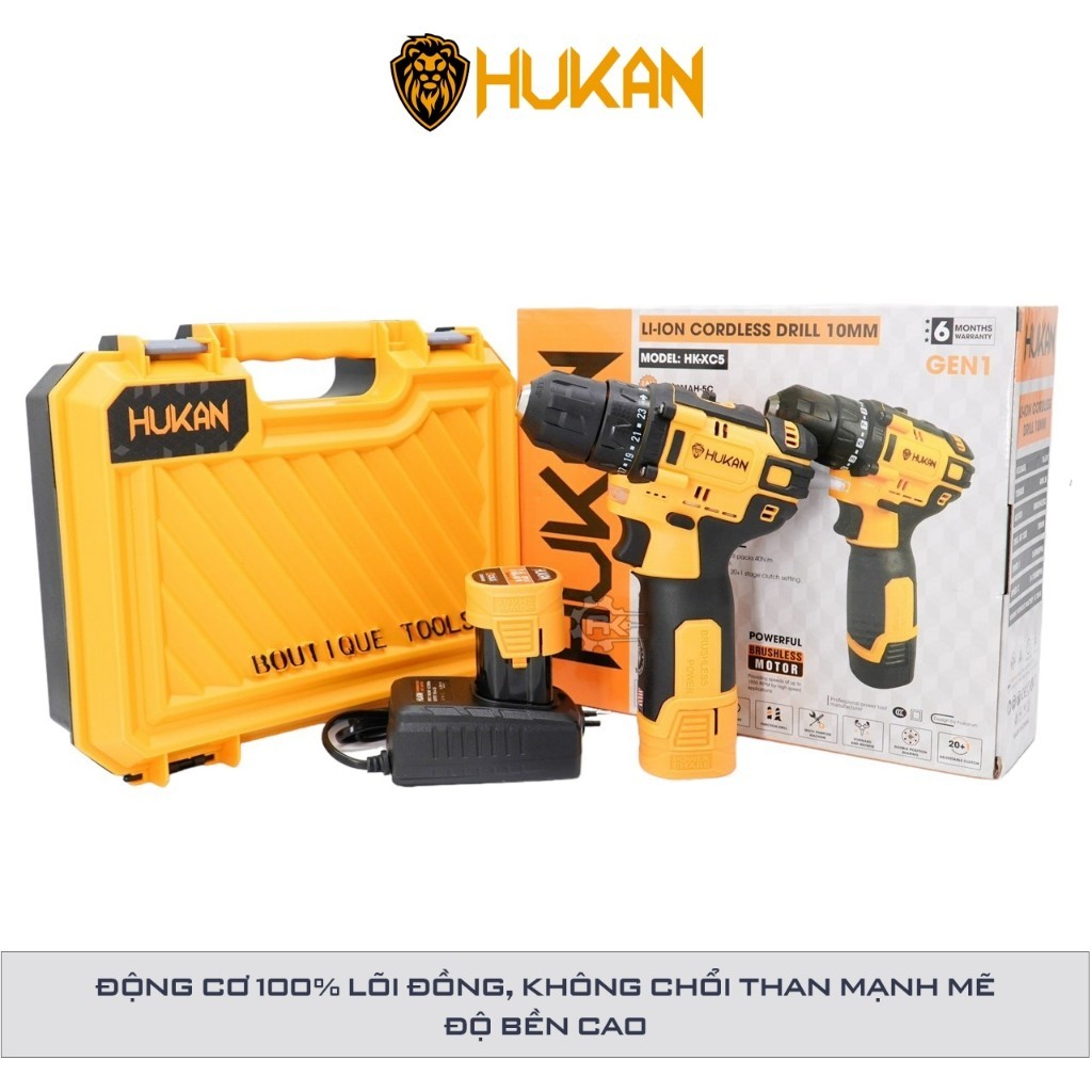Máy khoan pin HUKAN HK-XC5 NEW 2024, Không Chổi Than, Lực siết 40Nm, Có khóa trục Máy bắn vít 20 cấp trượt - Thinksafe