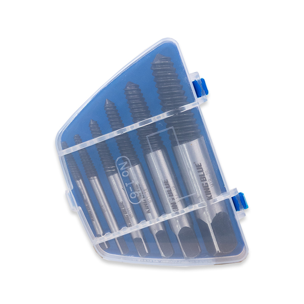 Bộ lấy ốc gãy KingBlue KBYT6 taro răng ngược gồm 7 size từ 3 - 25m, chất liệu thép crv