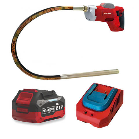 Máy đầm dùi bê tông pin 21V Amaxtools ADG35-01 tốc độ 4300 v/phút, Tốc độ rung 10m/s kèm dây đầm gà dài 1.5m - Thinksafe