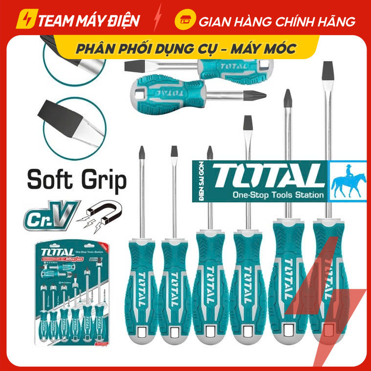 Bộ 8 Tua Vít Bake Dẹp Có Nam Châm Từ Tính TOTAL THT250608