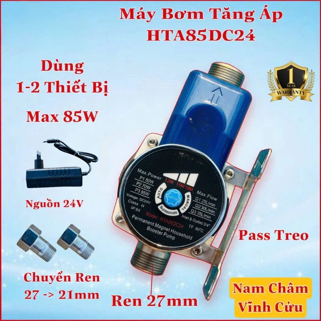 Máy bơm tăng áp Mini RYMARU tăng áp cho máy giặt, vòi hoa sen, máy lọc nước, công suất 100w