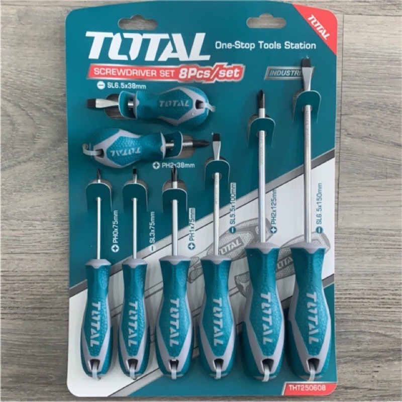Bộ 8 Tua Vít Bake Dẹp Có Nam Châm Từ Tính TOTAL THT250608