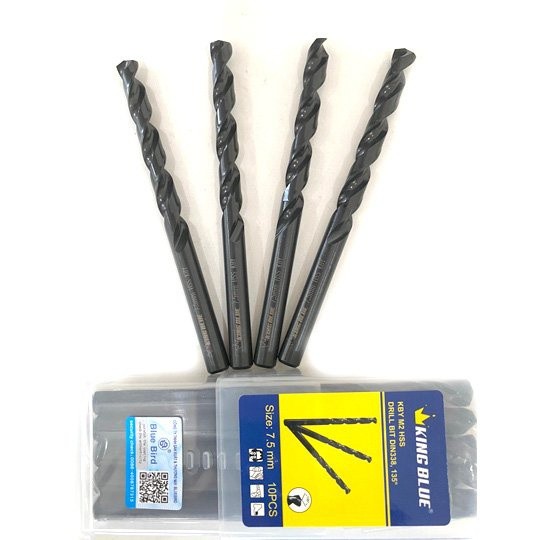 Hộp 20 mũi khoan thép đuôi trơn KingBlue KBY1 kích thước 3.2 - 5mm, chiều dài 65-86mm