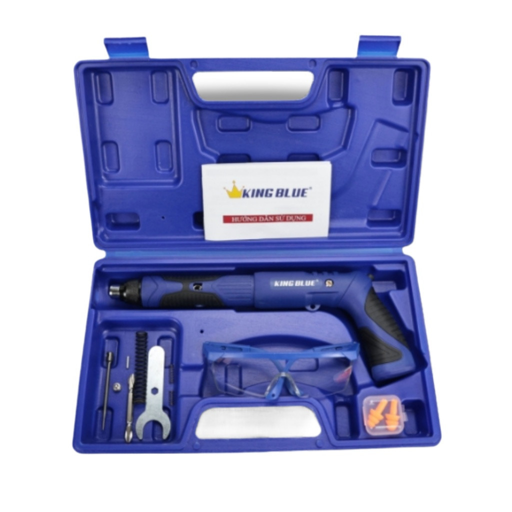 Dụng cụ bắn đinh bê tông Kingblue KFF-73 đầu 7.3mm kèm phụ kiện, Máy bắn đinh có thể gập thẳng chất liệu thép carbon