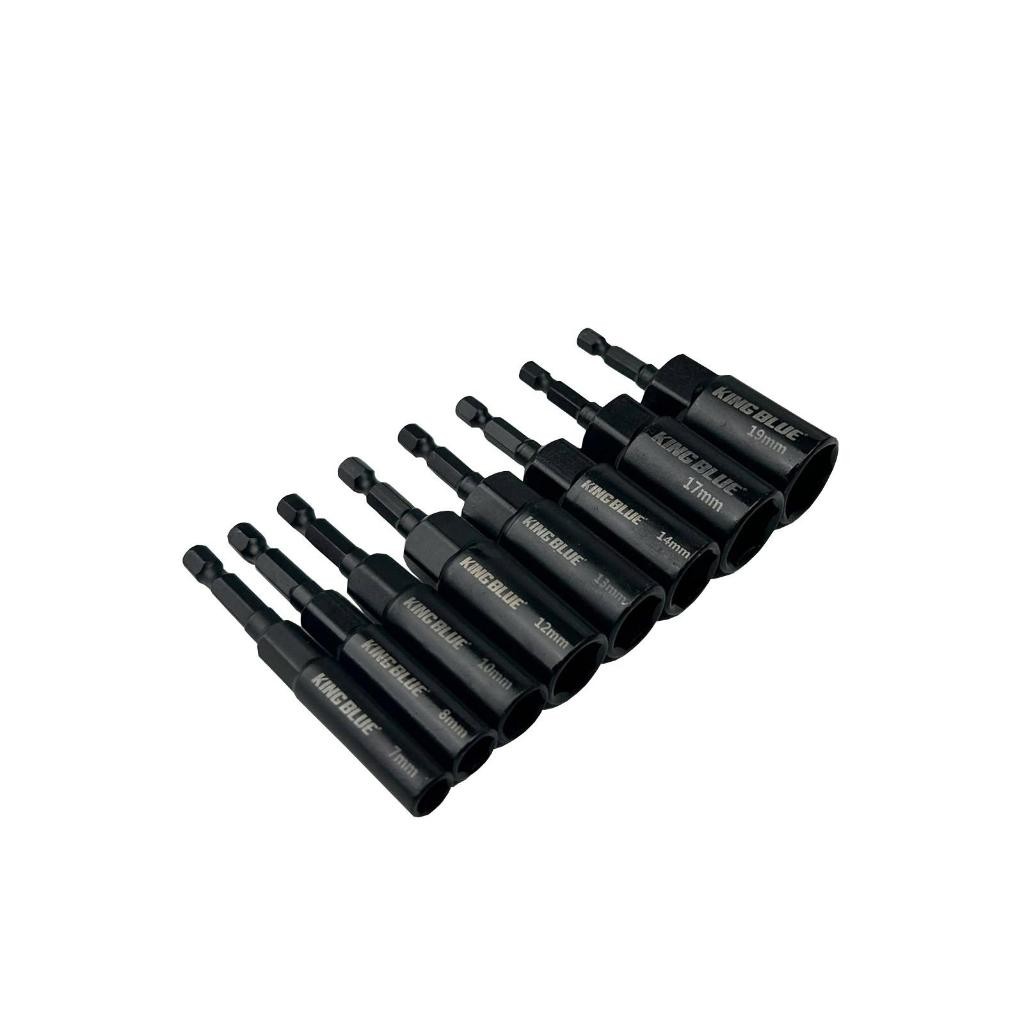 Đầu chụp Bulong sâu lòng KingBlue đa dạng kích thước 7 -19mm, dài 80mm chuôi lục giác 1/4 inch, đầu tuýp CR-V cao cấp