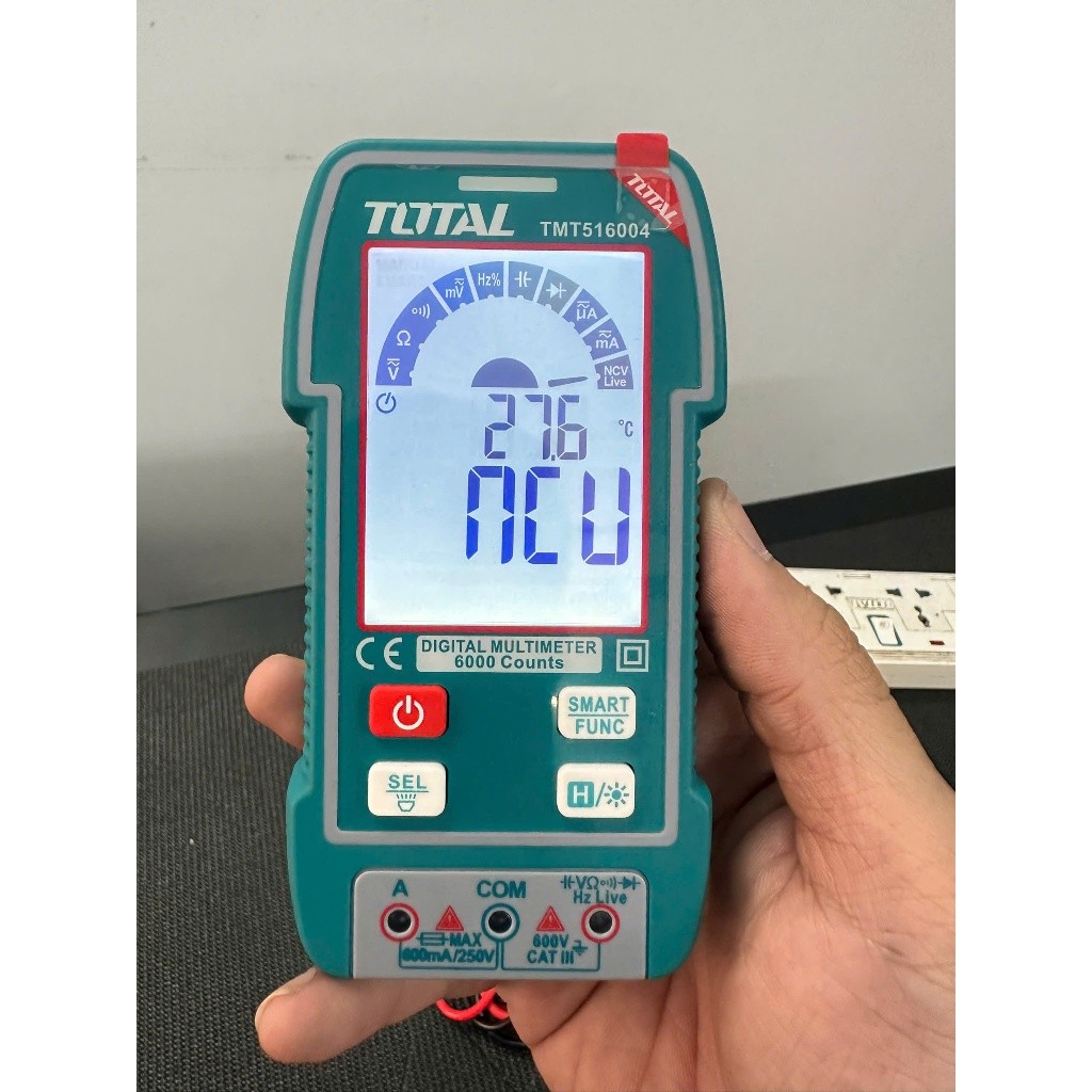 Đồng hồ vạn năng kỹ thuật số TOTAL TMT516004 dụng cụ kiểm tra dòng điện DC/ AC Đồng hồ thông minh đo điện trở, điện áp