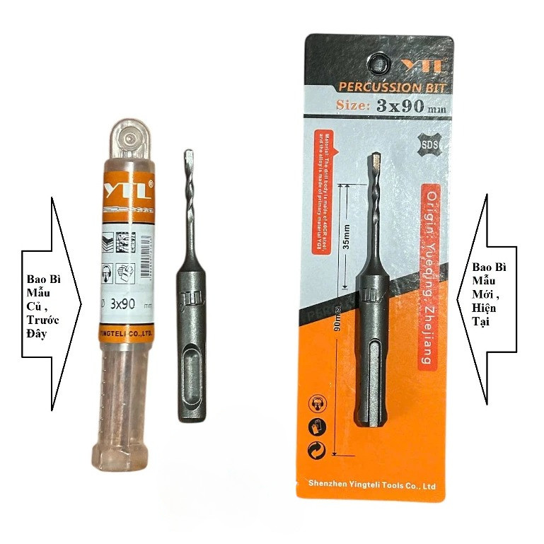 Mũi khoan bê tông không tắc kê YTL nhiều kích thước 3mm - 12mm, Chuôi gài SDS, Giúp khoan tường khoan bê tông dễ dàng