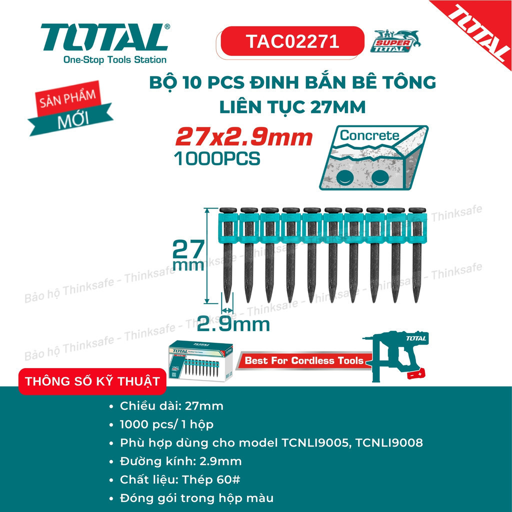 Đinh bê tông cho máy bắn đinh TOTAL