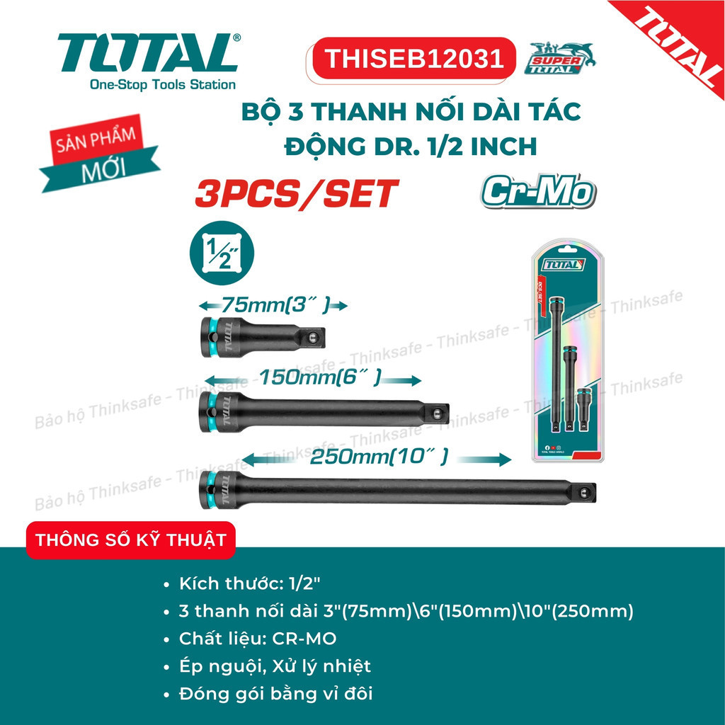 Bộ 3 thanh nối dài gắn máy bulong 1/2 inch Total THISEB12031
