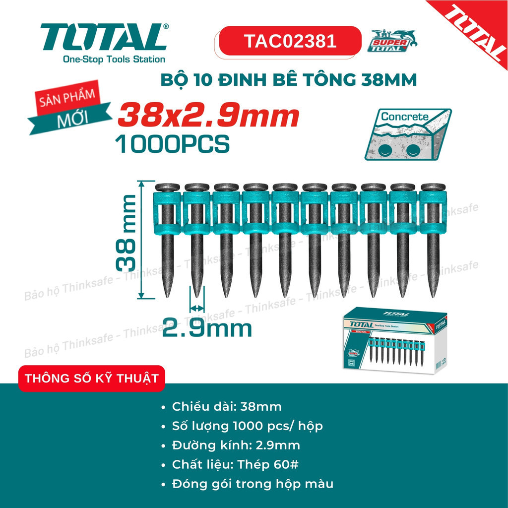 Đinh bê tông cho máy bắn đinh TOTAL